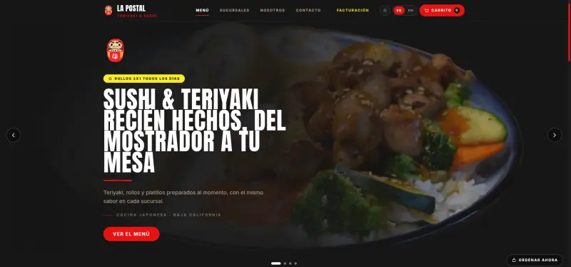 Captura del sitio web de Sushi La Postal